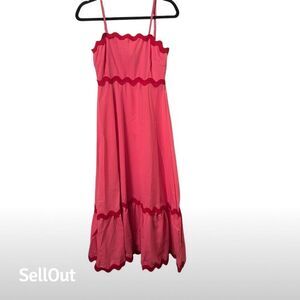 Idopip Women's Pink Maxi Dress S Sleeveless Summer Flowy Adjustable Straps